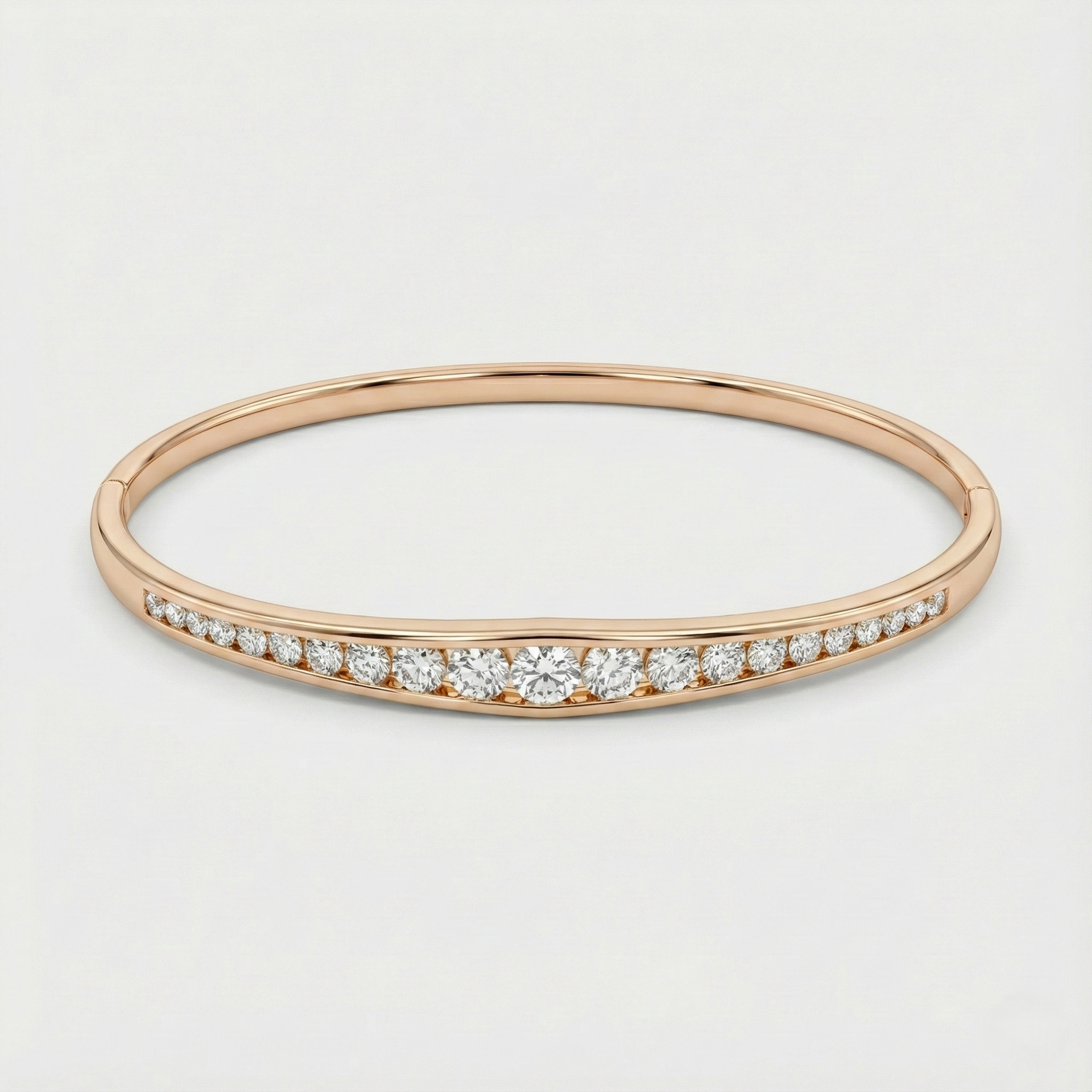 Rose Gold Graduated Crystal Line Bracelet