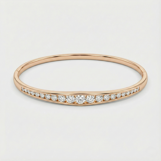 Rose Gold Graduated Crystal Line Bracelet