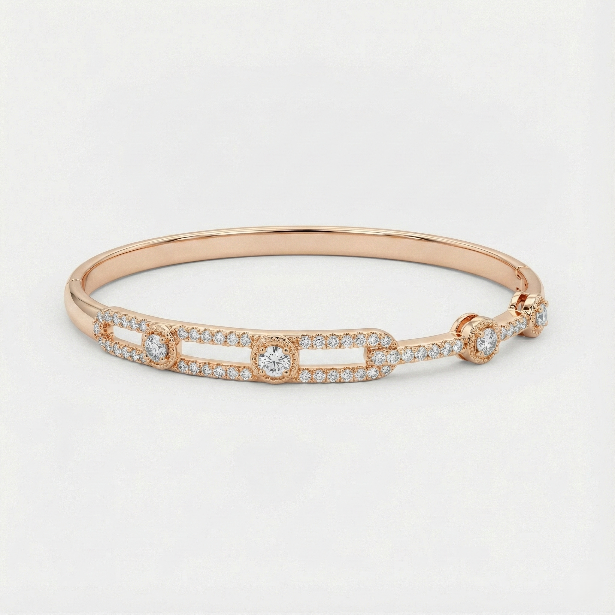 Rose Gold Link Halo Crystal Bracelet