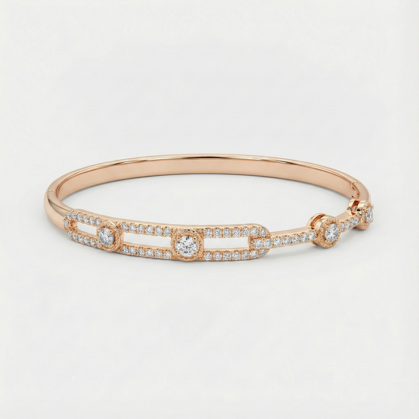 Rose Gold Link Halo Crystal Bracelet