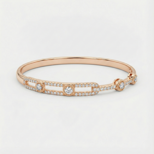 Rose Gold Link Halo Crystal Bracelet