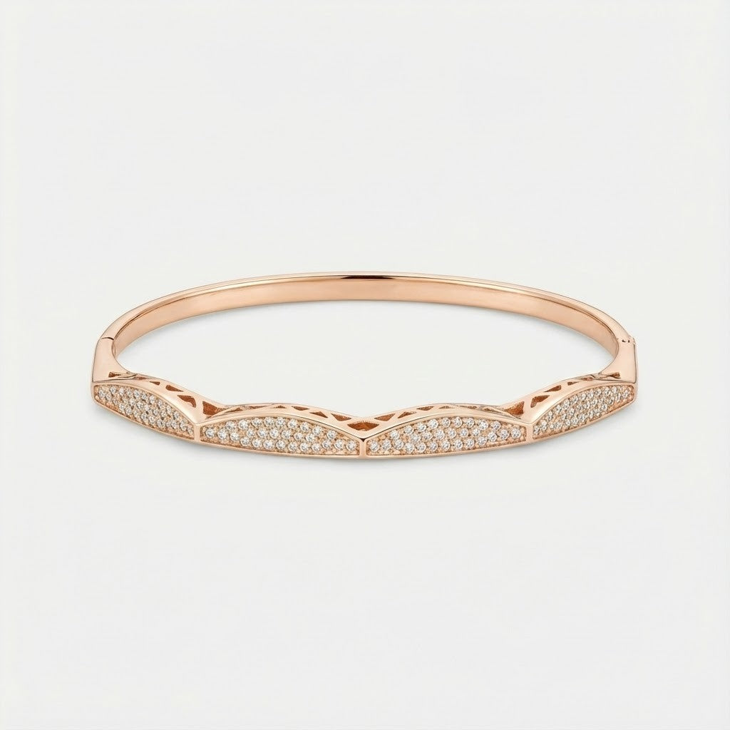 Rose Gold Scallop Pave Ridge Bracelet