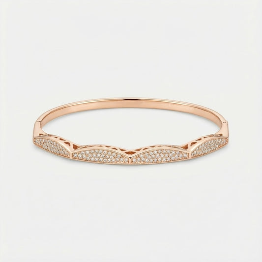 Rose Gold Scallop Pave Ridge Bracelet