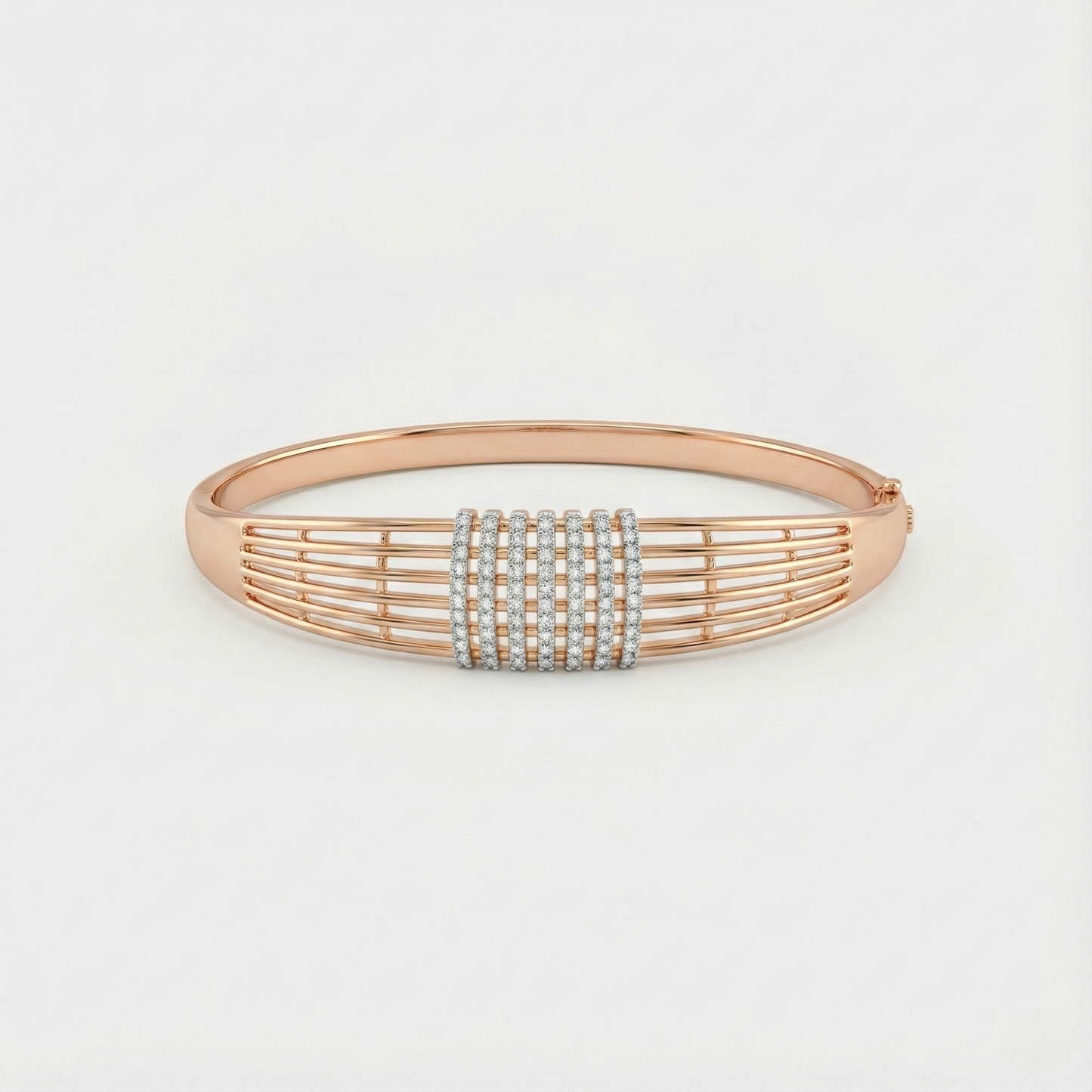 Rose Gold Ribbed Pave Statement Cuff