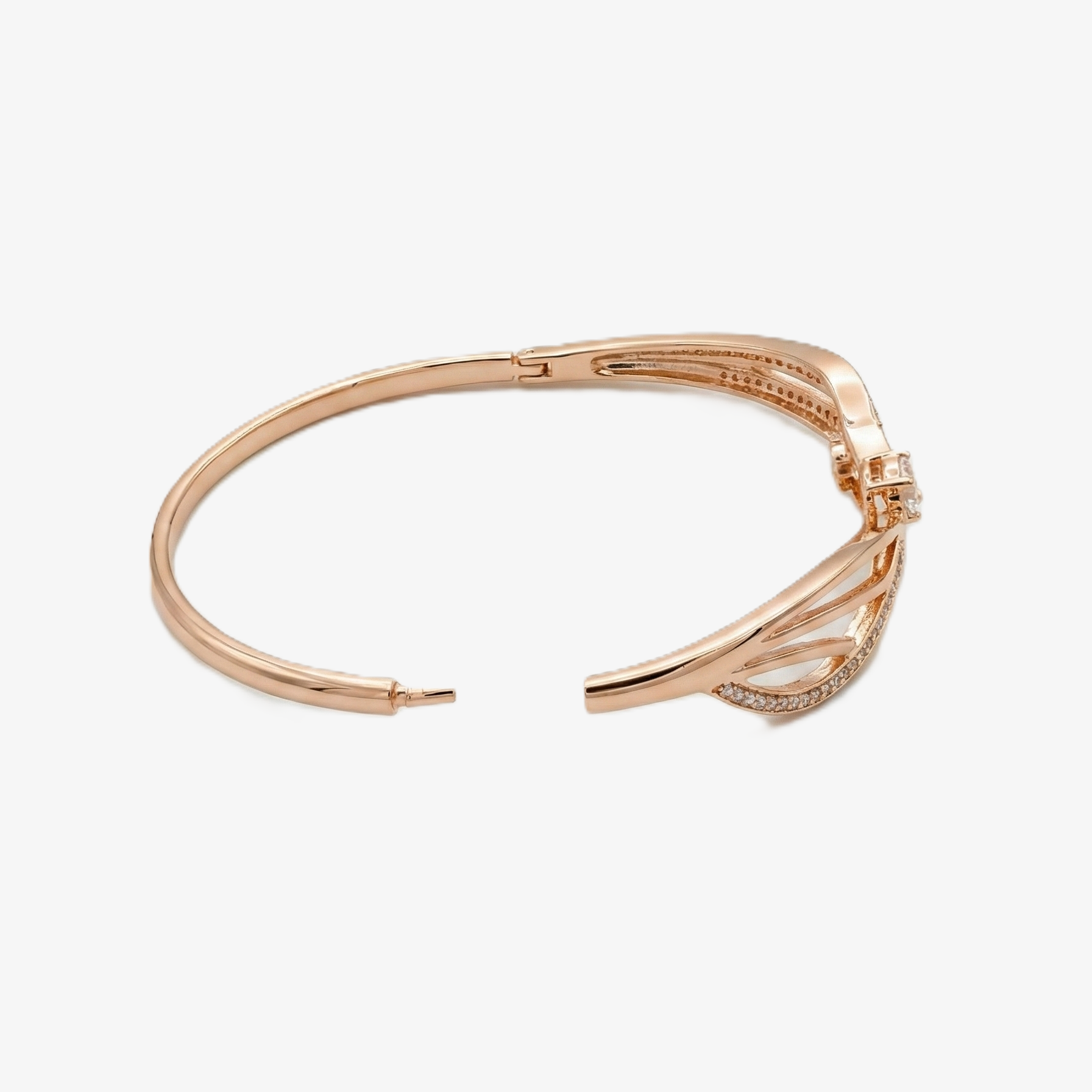 Rose Gold Floral Crystal Cuff Bracelet