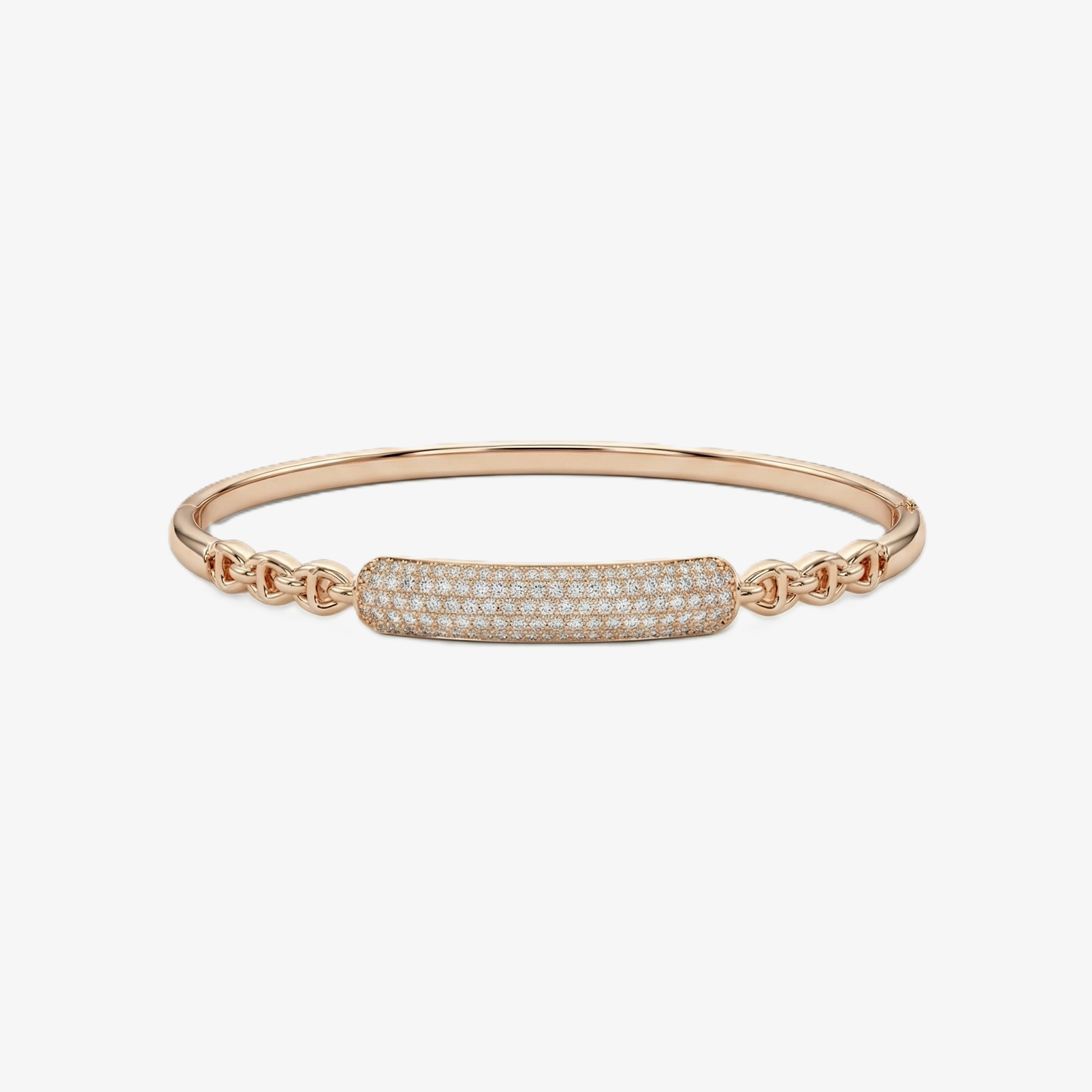 Rose Gold Chain Link Pave Bar Bracelet
