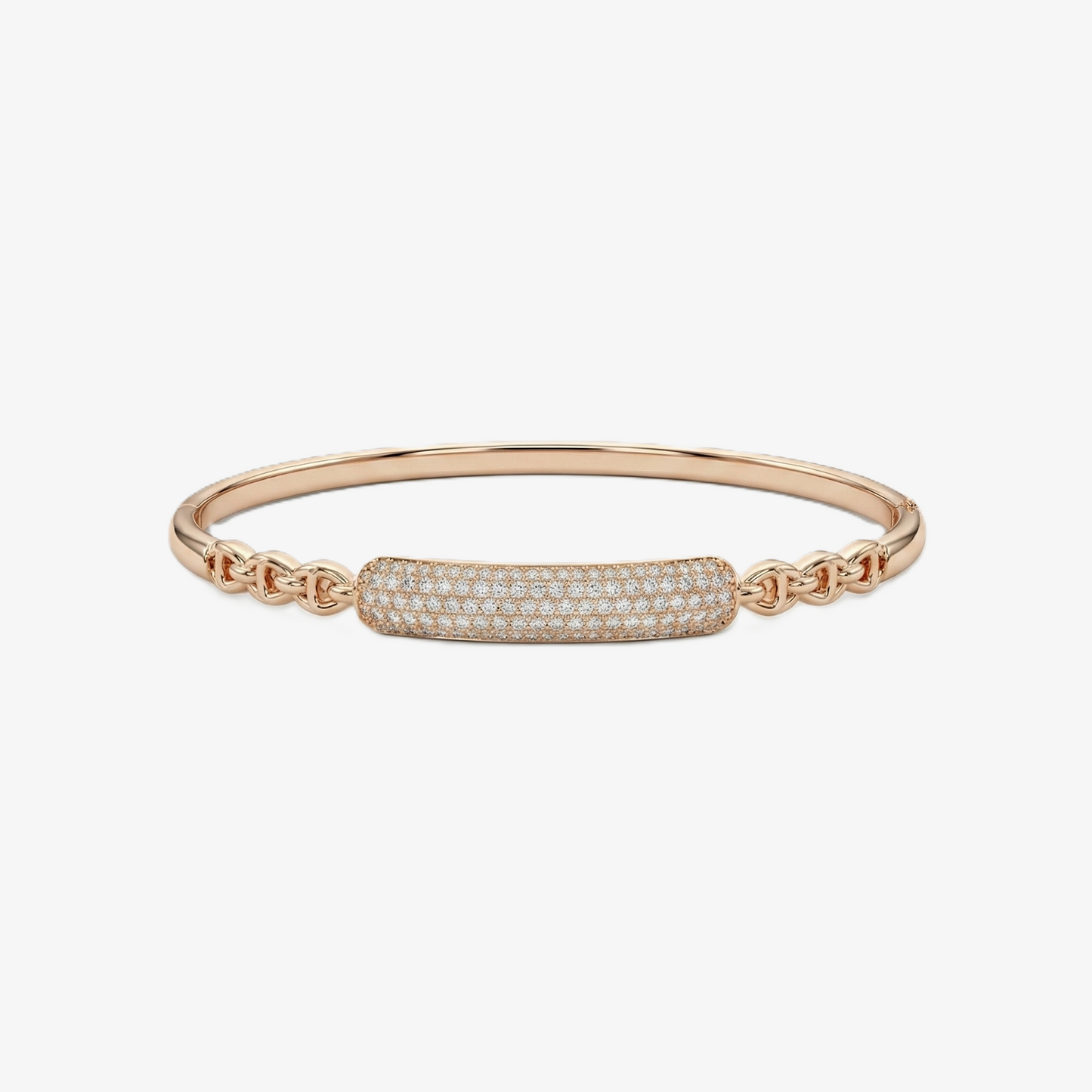 Rose Gold Chain Link Pave Bar Bracelet
