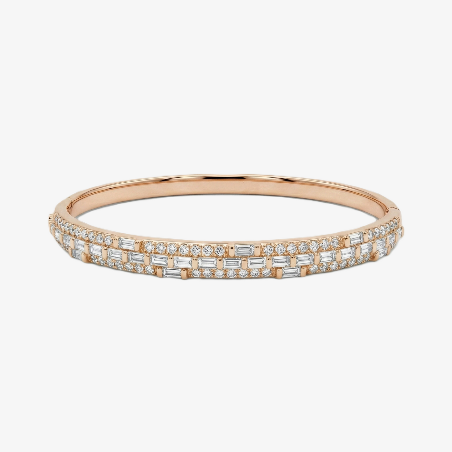 Rose Gold Baguette Pave Tennis Bracelet