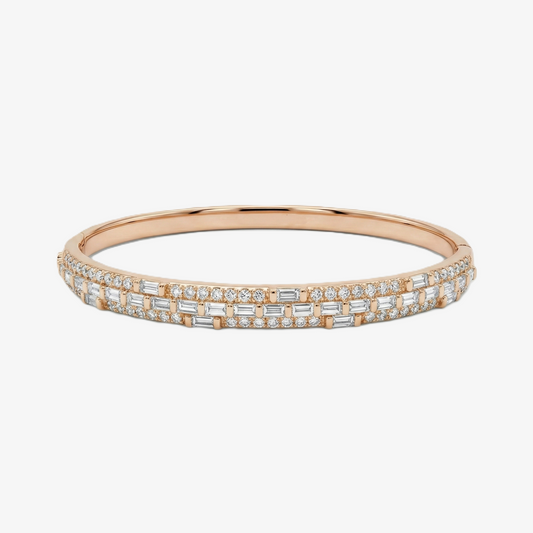 Rose Gold Baguette Pave Tennis Bracelet