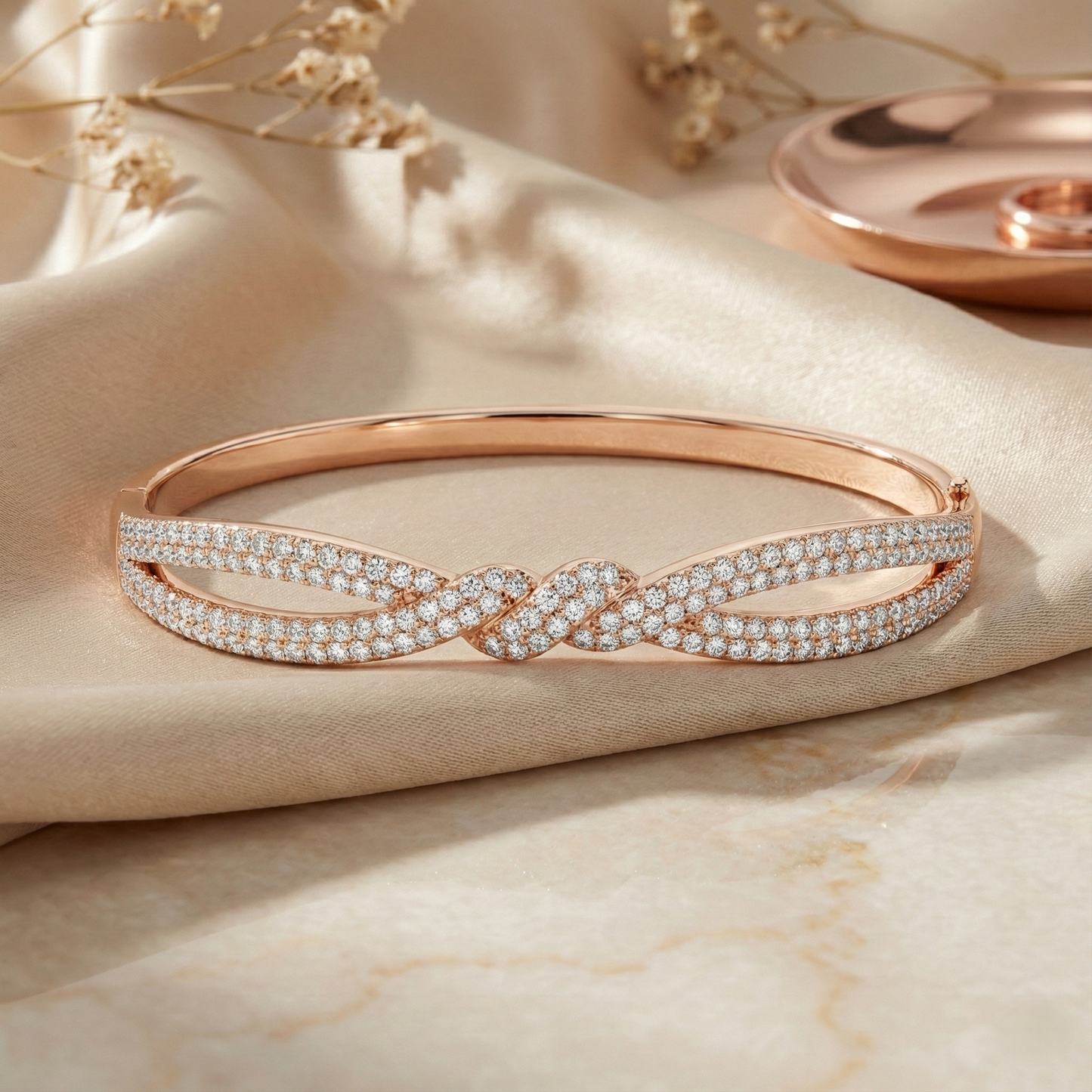 Rose Gold Infinity Twist Pave Bracelet