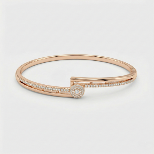 Rose Gold Nail Inspired Pave Cuff