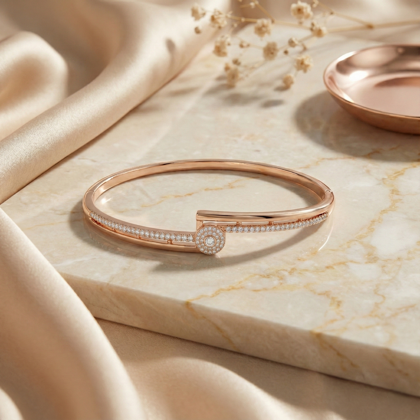 Rose Gold Nail Inspired Pave Cuff