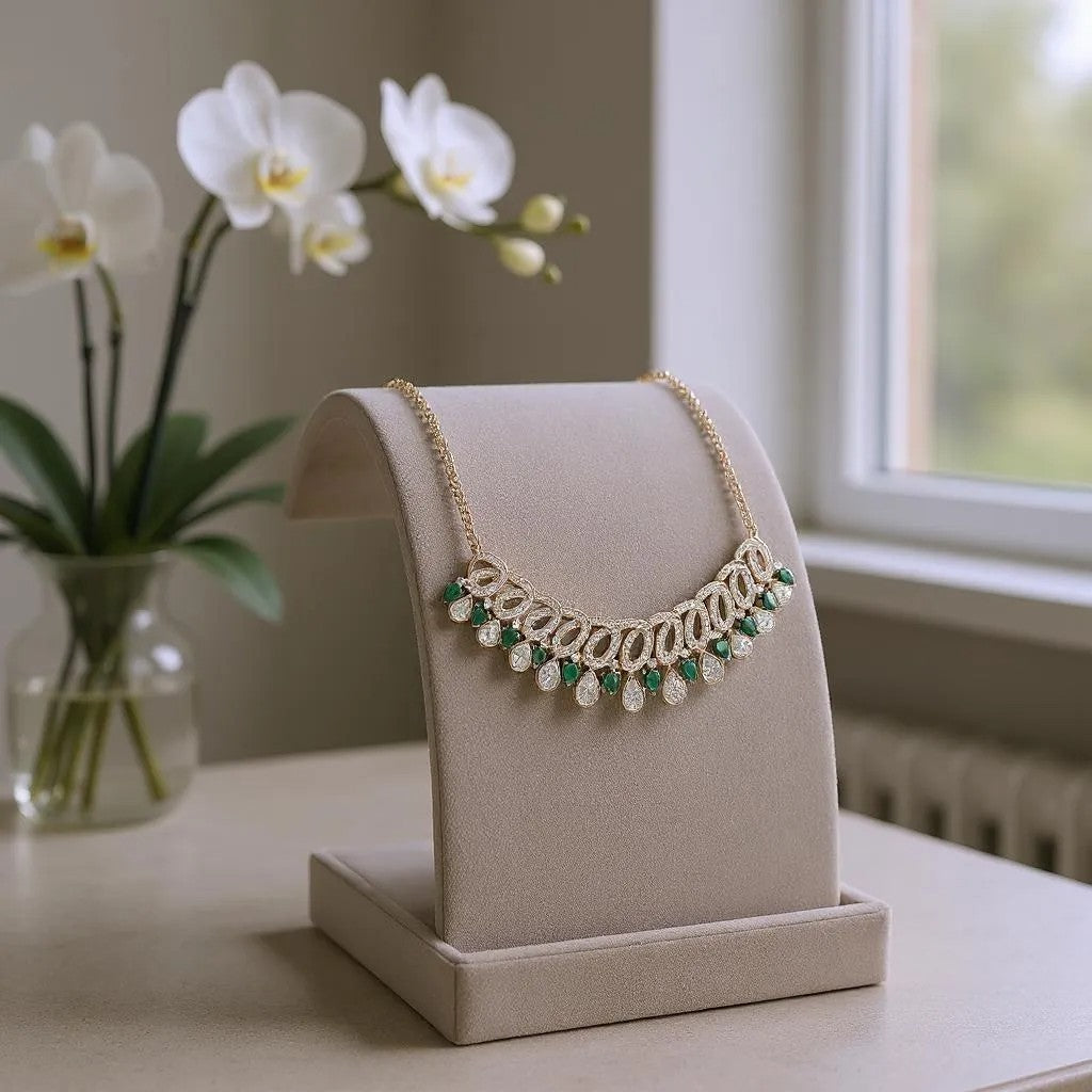 Elegant Green Stone Necklace Set