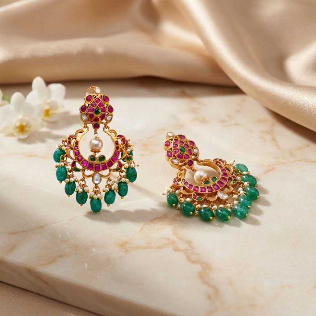 Ruby Emerald Jadau Chandbalis