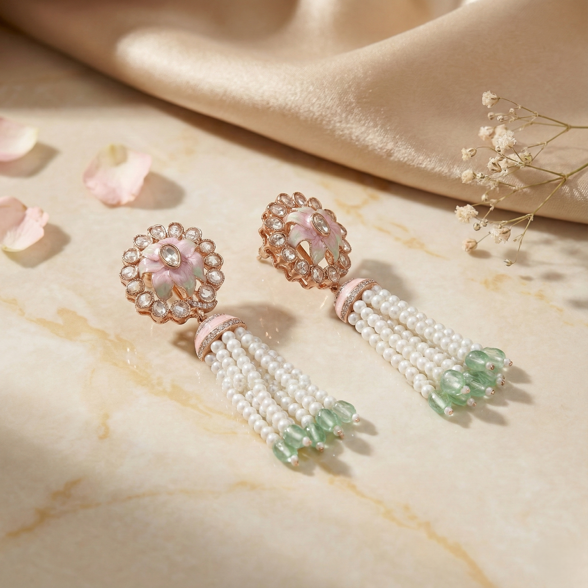 Lotus & Pearl Tassel Drops