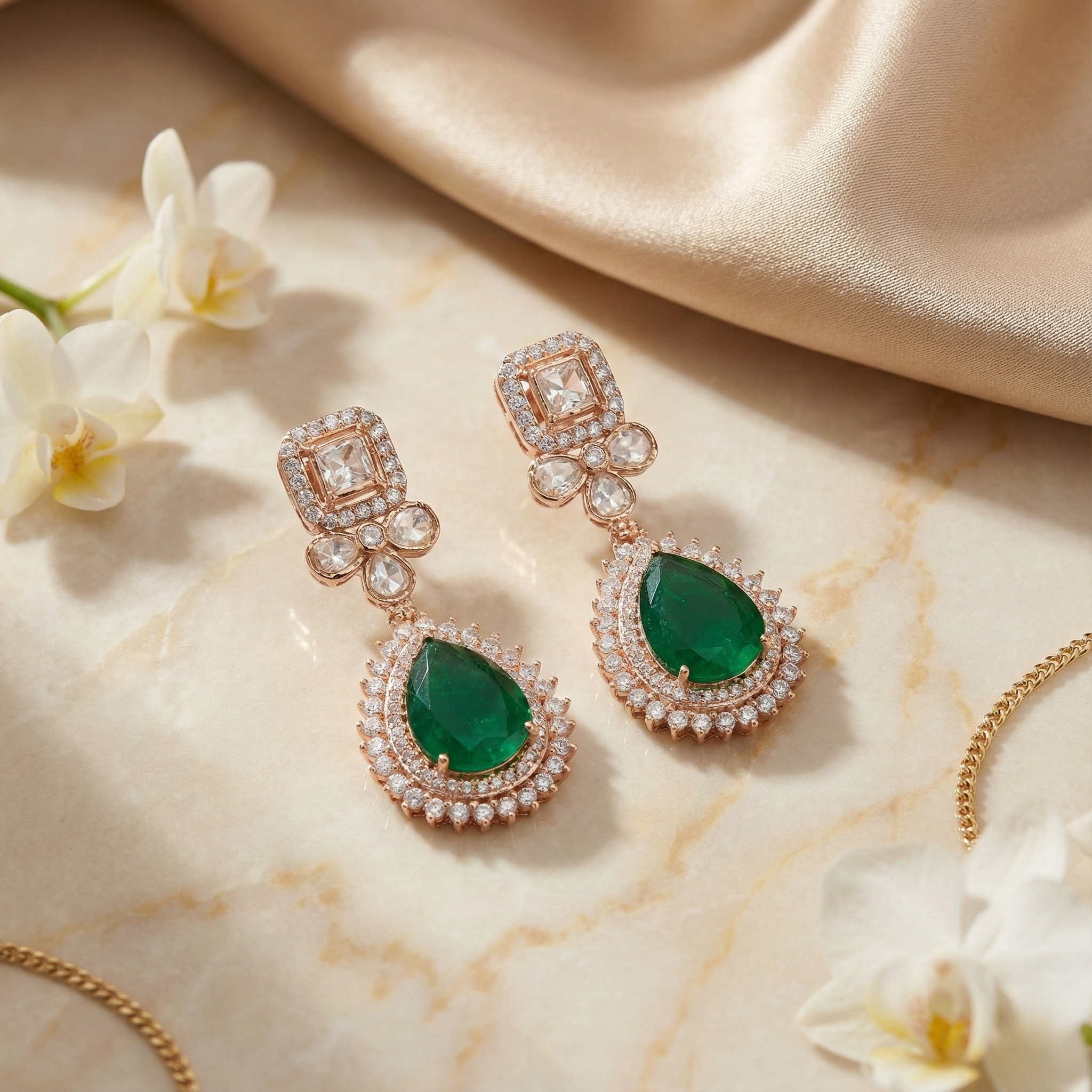 Maharani Polki Halo Drops