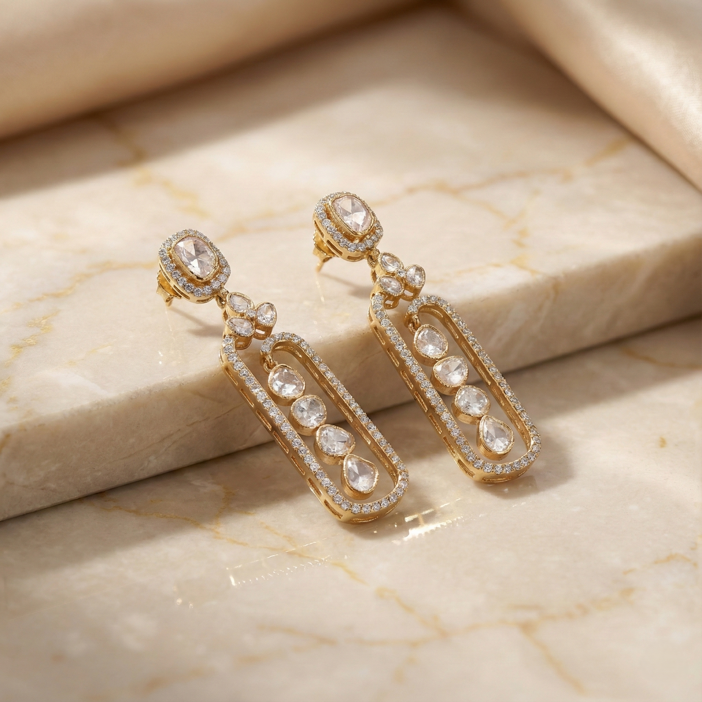 Radiant Polki CZ Frame Drops