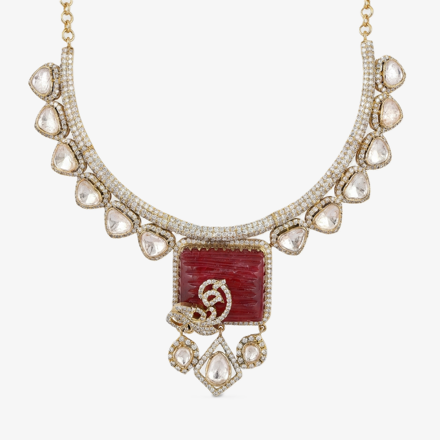 Contemporary Ruby Stone Necklace Set