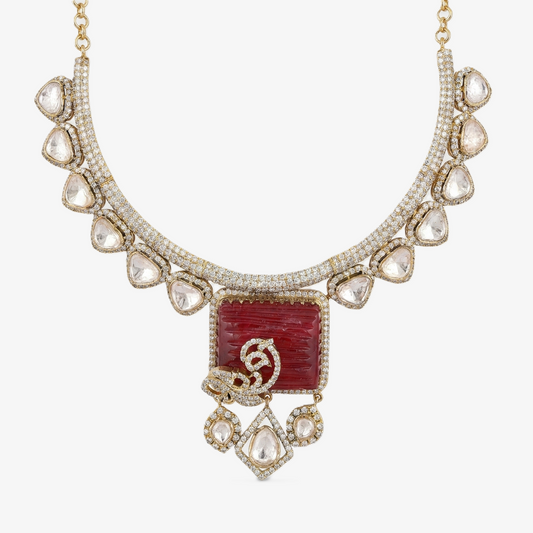 Contemporary Ruby Stone Necklace Set