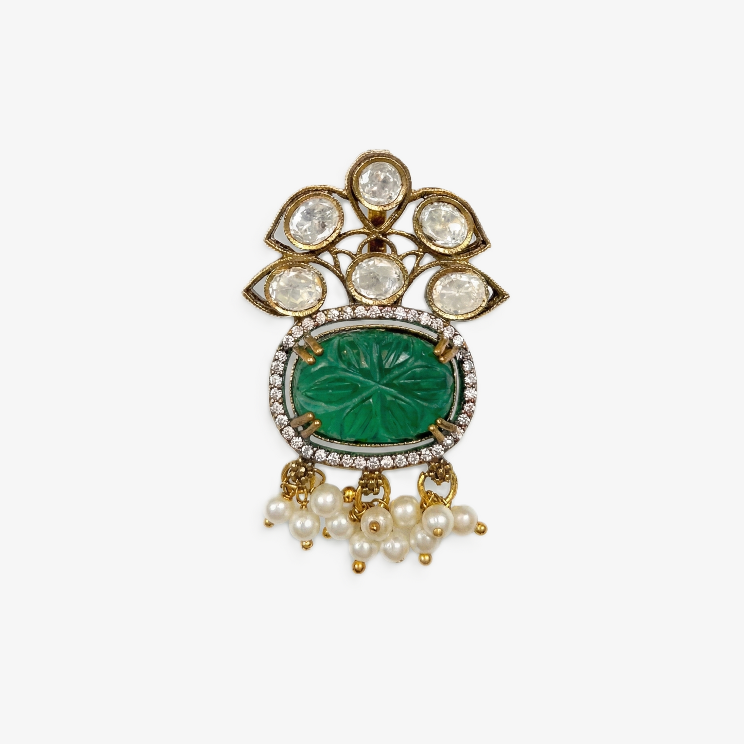 Emerald Lotus Heritage Pendant Set