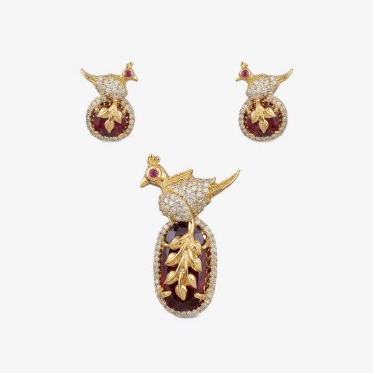 Ruby Bird Garden Pendant Set